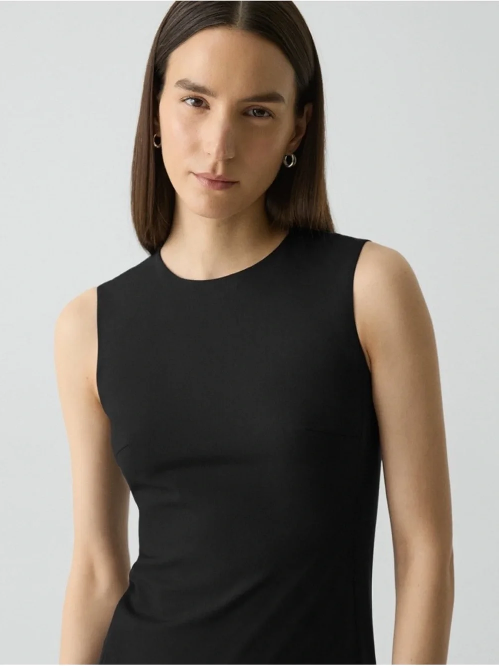 Theory Sleek Sleeveless Fitted Black Good Wool Dress - Picture 8 of 10